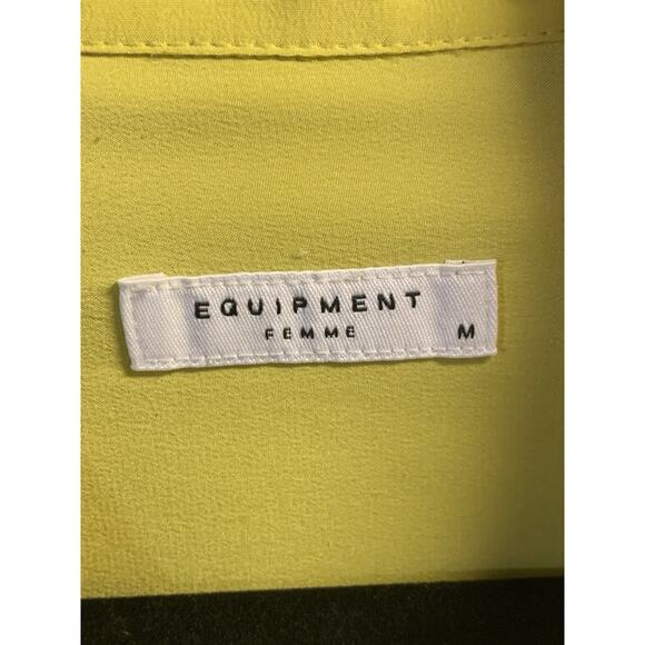 Equipment Femme Silk Blouse Sz Medium Womens Mustard Yellow Long Sleeve Pockets - Picture 4 of 6